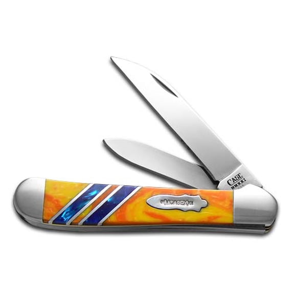 Case xx Knives Copperhead Vault Collection 1/250 Yellowish Orange & Blue Cloud Corelon Stainless Pocket Knife