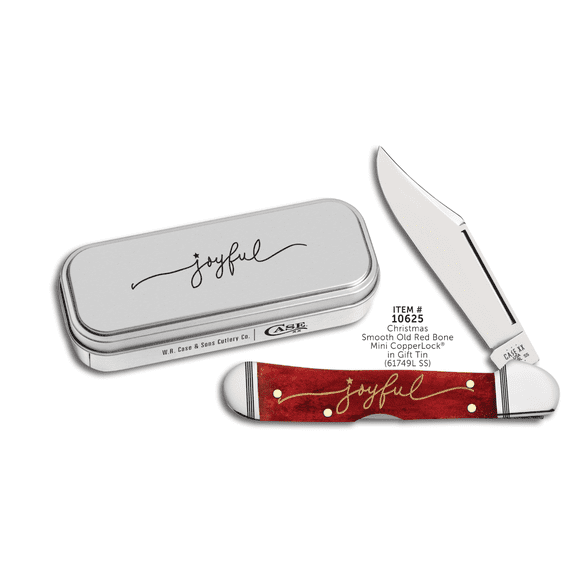 Case xx Knives Joyful Christmas Mini Copperlock Old Red Bone Stainless Knife