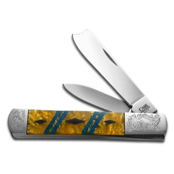 Case xx Knives Razor Jack Diamond Series 1/500 Butter Rum Corelon, Blue Luster & Black Pearl Corelon Stainless Pocket Knife