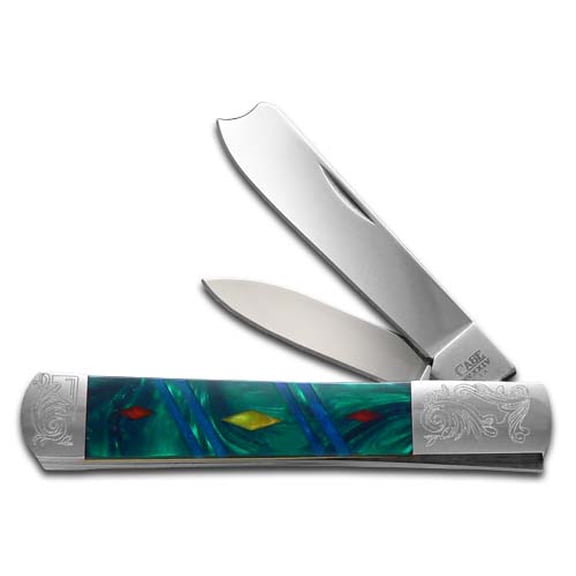 Case xx Knives Razor Jack Diamond Series 1/500 Christmas Green, Blue, Red and Yellow Stainless Pocket Knife