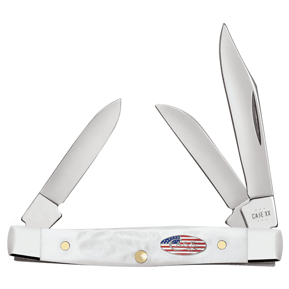 Case xx Knives Small Stockman Stars & Stripes Rough White Stainless Pocket Knife