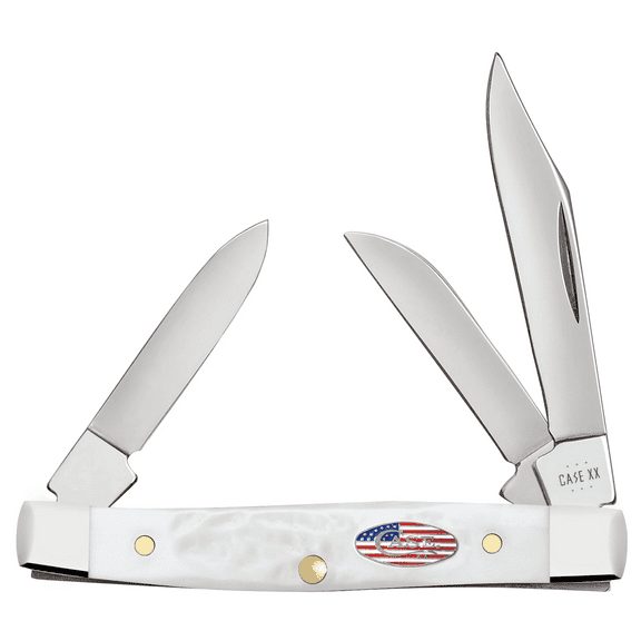 Case xx Knives Small Stockman Stars & Stripes Rough White Stainless Pocket Knife