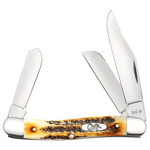 Case Stockman Pocket Knife 2.92" Clip, Sheepfoot and Spey Tru-Sharp Mirror Polished Blade 6.5 BoneStag Handle Brown