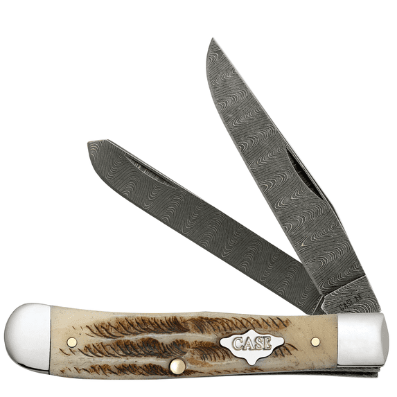 Case xx Knives Trapper Damascus Vintage Bone 1/1400 Pocket Knife