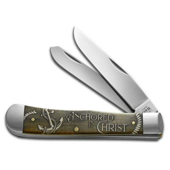 Case xx Knives Trapper Anchored in Christ Natural Bone Stainless Pocket Knife