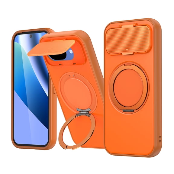 CaseArtistry New Phone Case For Google Pixel 10A, Shockproof Ring Kickstand Rugged Magnetic Case Flip Camera Cover, Orange