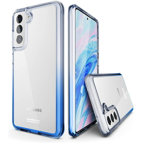 CaseBorne ArmadilloTek S Compatible with Samsung Galaxy S21 FE 5G Clear Case, Hybrid Hard Back & Soft Edge - Gradient Blue