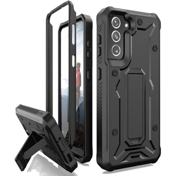CaseBorne ArmadilloTek V Case for Samsung Galaxy S21 FE 5G with Kickstand Full-Body Multi-Layer Rugged Screenless - Black
