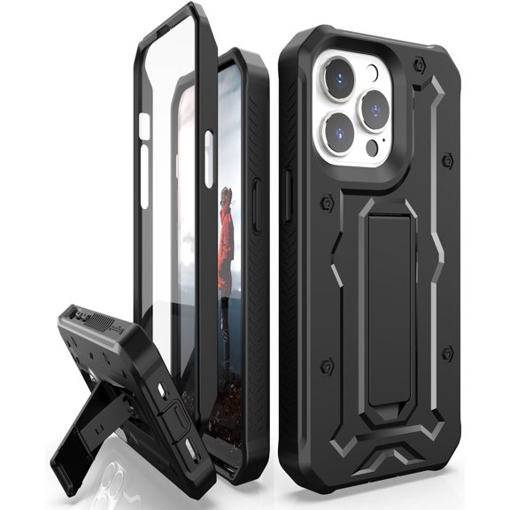 CaseBorne ArmadilloTek V Case for [iPhone 13 Pro] with Built-in Screen Protector & Kickstand Full-Body Multi-Layer Rugged - Black