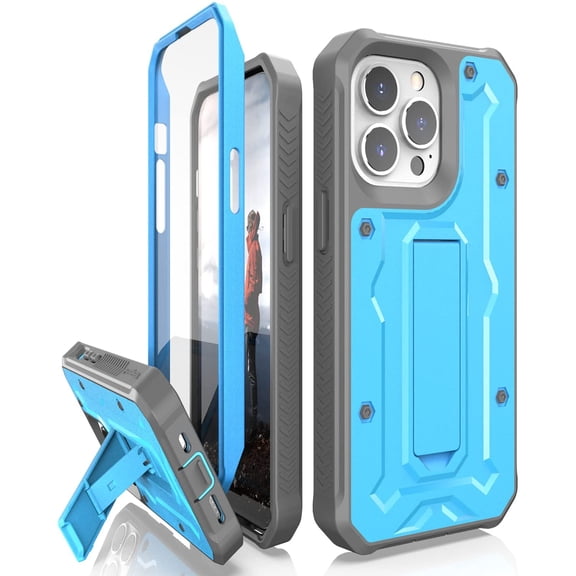 CaseBorne ArmadilloTek V Case for iPhone 13 Pro with Built-in Screen Protector & Kickstand Full-Body Multi-Layer Rugged - Blue
