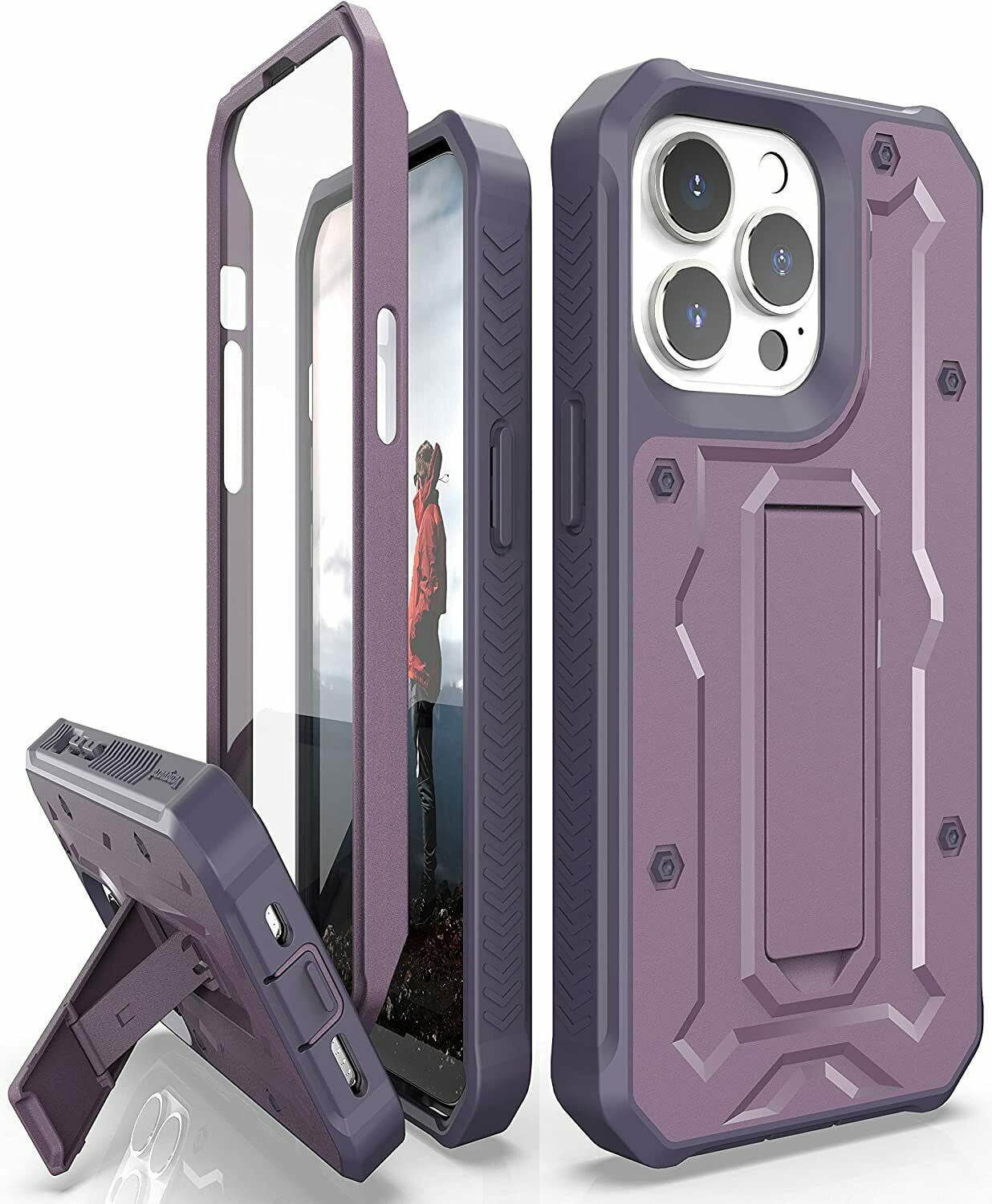 CaseBorne ArmadilloTek V Case for [iPhone 13 Pro] with Built-in Screen Protector & Kickstand Full-Body Multi-Layer Rugged - Purple