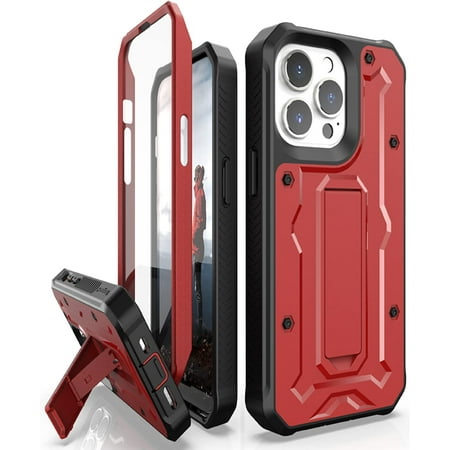 CaseBorne ArmadilloTek V Case for [iPhone 13 Pro] with Built-in Screen Protector & Kickstand Full-Body Multi-Layer Rugged - Red