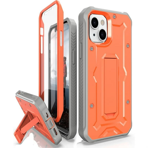 CaseBorne ArmadilloTek V Case for [iPhone 13] with Built-in Screen Protector & Kickstand Full-Body Multi-Layer Rugged - Orange