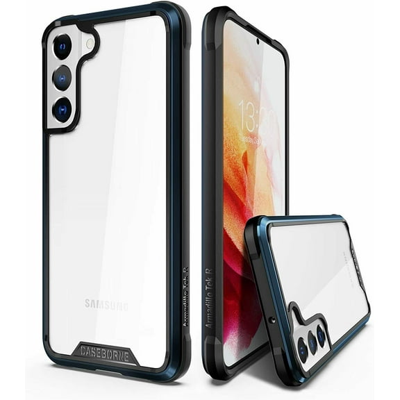 CaseBorne R Series Case for Samsung [Galaxy S22 5G] Aluminum Frame Clear Backplate - Blue