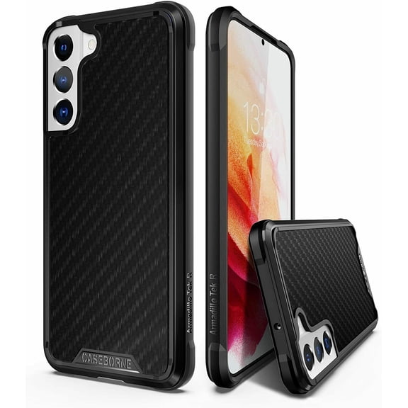CaseBorne R Series Case for Samsung [Galaxy S22+ Plus 5G] Aluminum Frame Aramid Fiber Kevlar Backplate - Black