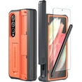 thumbnail image 1 of CaseBorne V Compatible with Samsung Galaxy Z Fold 4 Case - Full Body Protective Case with Semi-Auto Hinge Cover, [Tempered Glass Screen Protector], Kickstand and S Pen Holder - Orange, 1 of 5