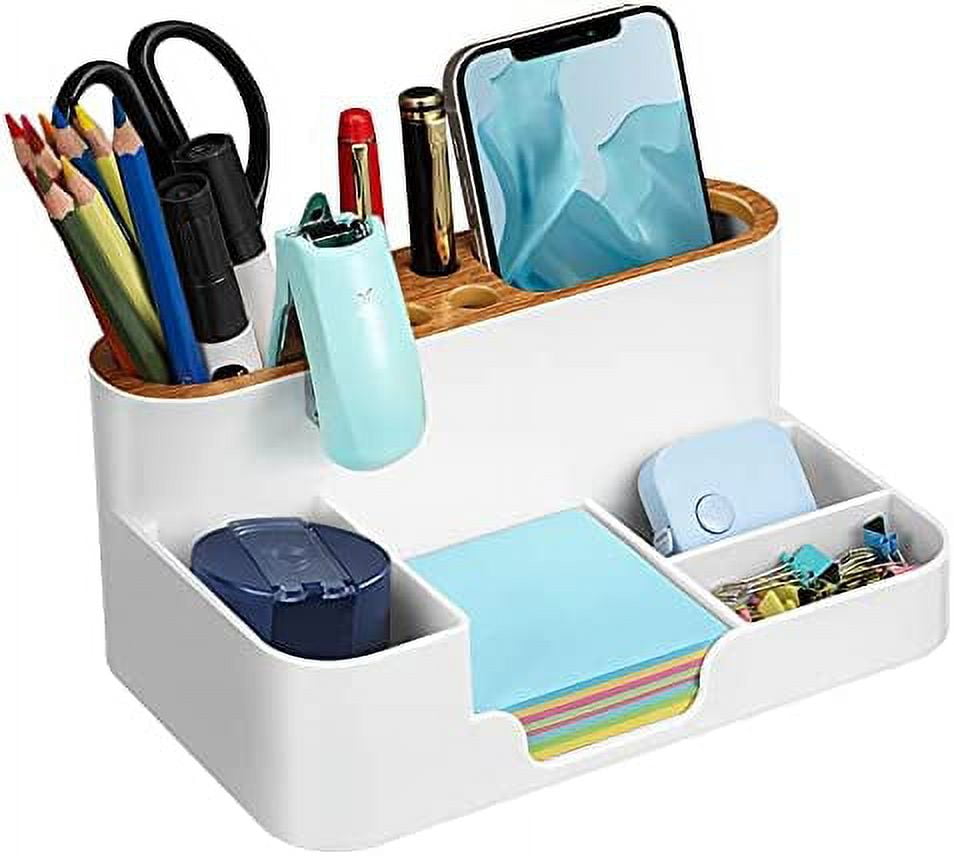 Desk Organizer, Desktop Organizer With Pencil Holders, Sticky Note Tray,  Paperclip Storage And Office Accessories Caddy, Office Stationery Supplies  Or
