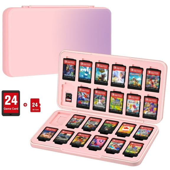 CaseBot Game Card Case for Nintendo Switch Games, [Shockproof] Hard Shell Protective and Durable 24 Slots Card & 24 Slots Micro SD Card Storage Holder Box, Slim and Portable, Fantasy Ombre