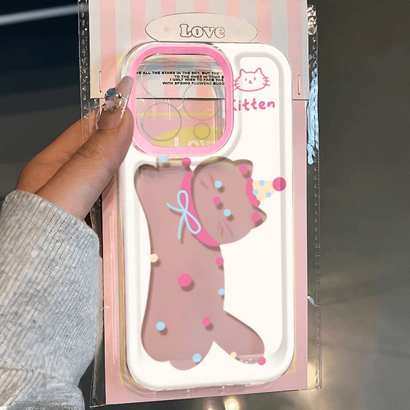 CaseCaca Adorable Clear Cute Kitty Pattern Phone Case for iPhone 16