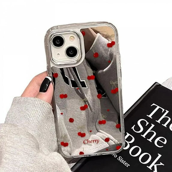 CaseCaca Cute Cherry Pattern Mirror Phone Case for iPhone 16 Pro Max
