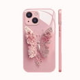 thumbnail image 1 of CaseCaca Elegant Vivid Pink Glass Butterfly Phone Case for iPhone 15 Plus, 1 of 8