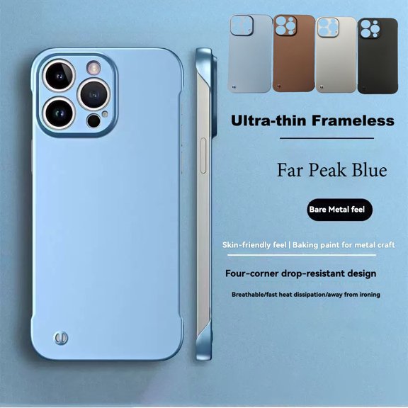 CaseCaca Sleek Metal-Finish Bumper Phone Case for iPhone 13/14/15/16 Pro Max - Ultra-Thin Shockproof Cover with 4 Corner Protection & Enhanced Grip