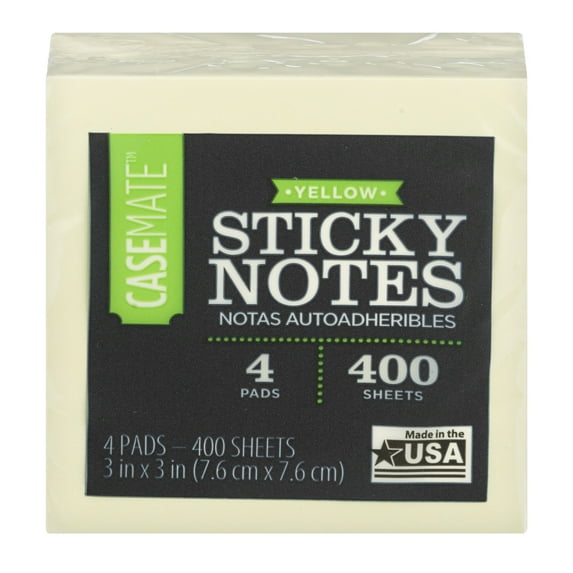 CaseMate Sticky Notes Yellow 3IN X 3IN, 400.0 CT