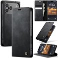 thumbnail image 1 of CaseMe Calf Leather Lining Microfibre Wallet Case For iPhone 18 Pro Max 6.9-inch with RFID Blocking,Magnetic Closure,Card Slots,Cash Slot,Kickstand,Shockproof Flip Folio Protective Phone Case,Black, 1 of 13