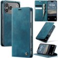 thumbnail image 1 of CaseMe Calf Leather Lining Microfibre Wallet Case For iPhone 18 Pro Max 6.9-inch with RFID Blocking,Magnetic Closure,Card Slots,Cash Slot,Kickstand,Shockproof Flip Folio Protective Phone Case,Blue, 1 of 13