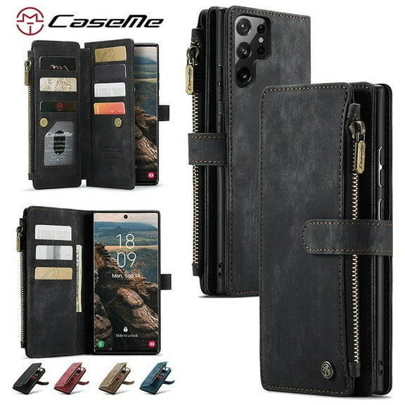 CaseMe Card Slot Stand Holder Zipper Wallet Leather Case for Samsung Galaxy A56 A55 A54 A53 A52 A51 A50 A36 A35 A34 A33 A32 A25 A24 A23 A22 A16 A15 A14 A13 A12