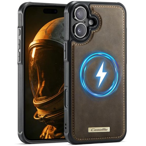 CaseMe Case For Apple iPhone 16 Plus 6.7inch PU Leather Magnetic Protective Women Men Cover,Coffee,For iPhone 16 Plus