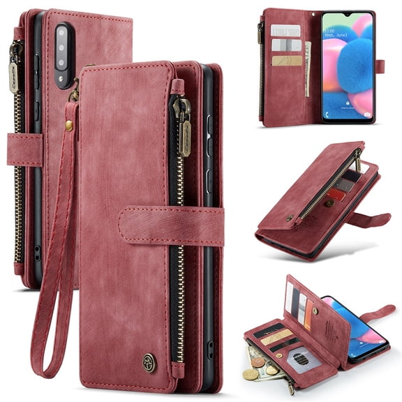 CaseMe Case for Samsung Galaxy A50/A30S/A50S Wallet Case for Women Men, Fashion Durable PU Leather Magnetic Flip Lanyard Strap Wristlet Zipper Card Holder Wallet Phone Case for Galaxy A50/A30S/A50S