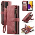 thumbnail image 1 of CaseMe Case for Samsung Galaxy A72 Wallet Case for Women Men, Fashion Durable PU Leather Magnetic Flip Lanyard Strap Wristlet Zipper Card Holder Wallet Phone Case for Samsung Galaxy A72 6.7",Red, 1 of 11