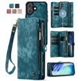 thumbnail image 1 of CaseMe Leather Case for iPhone 17,2 in 1 Detachable Wallet Case with 8-Card Holder Zipper Bills Slot,Magnetic Shockproof Flip Leather Cover Zipper Pocket Phone Cases,Blue,For iPhone 17, 1 of 11
