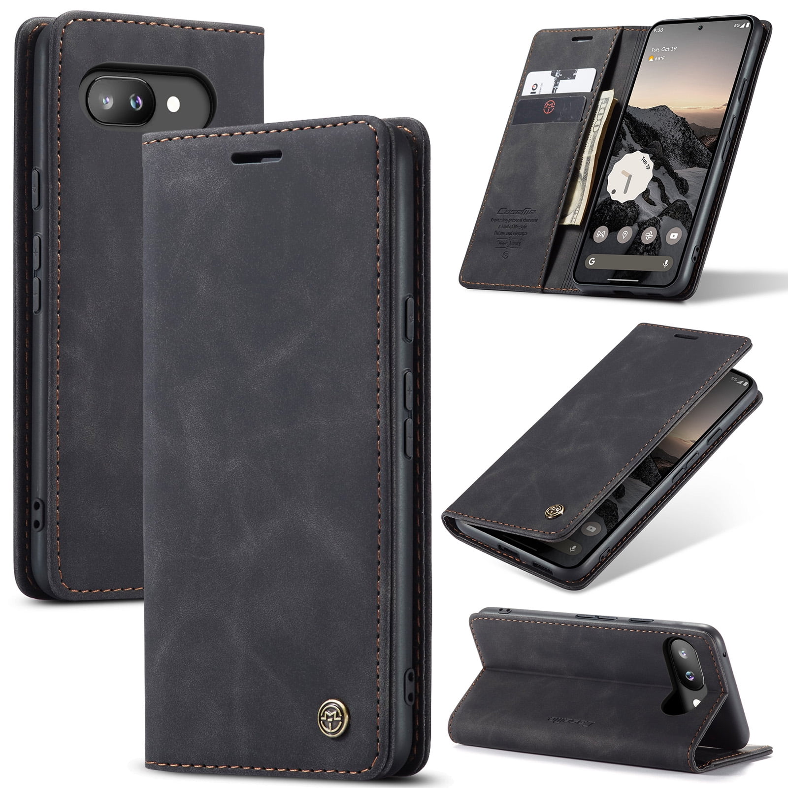 CaseMe Magnetic Flip Leather Phone Case For Apple – Vintage Design, Credit Card Slots, Kickstand
