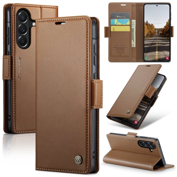CaseMe Leather For Samsung Galaxy A37 5G Wallet Case with RFID Blocking, For Samsung Galaxy A37 5G Case Wallet for Women Men Card Holder Magnetic Clasp Kickstand Folio Case,Brown,For Galaxy A37 5G