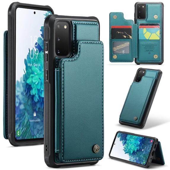 CaseMe Leather for Samsung Galaxy S20 FE Case with Card Holder, Wallet Case for Women Men with RFID Blocking, Durable Leather Kickstand Magnetic Clasp Shockproof Phone Case for Samsung Galaxy S20 FE