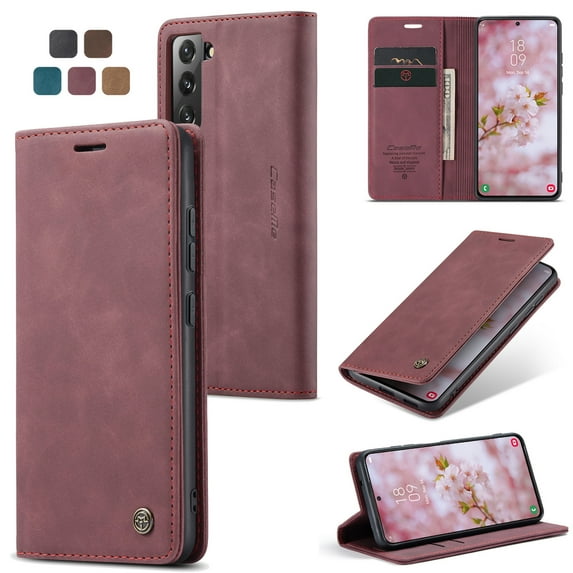 CaseMe Leather for Samsung Galaxy S22+ 5G Case, Flip Wallet Leather Case with Card Holder Magnetic Closure Shockproof Kickstand Protective Phone Cases Cover for Samsung Galaxy S22+ 5G 6.6-inch