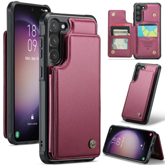 CaseMe Leather for Samsung Galaxy S23 FE Case with Card Holder, Wallet Case for Women Men with RFID Blocking, Durable Leather Kickstand Magnetic Clasp Shockproof Phone Case for Samsung Galaxy S23 FE
