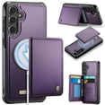 thumbnail image 1 of CaseMe Leather For Samsung Galaxy S25 FE 5G Case【RFID Blocking】 2 In 1 Detachable Leather Wallet Magnetic Flip Cover Multi-Card Slots Case,Purple,For Galaxy S25 FE 5G, 1 of 9