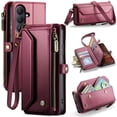 thumbnail image 1 of CaseMe Leather for Samsung Galaxy S26 Plus 5G Case Wallet【RFID Blocking】with 10-Card Holder Zipper Bills Slot, Soft PU Leather Magnetic Shoulder Wrist Strap  Wallet Case Women,Wine Red, 1 of 9