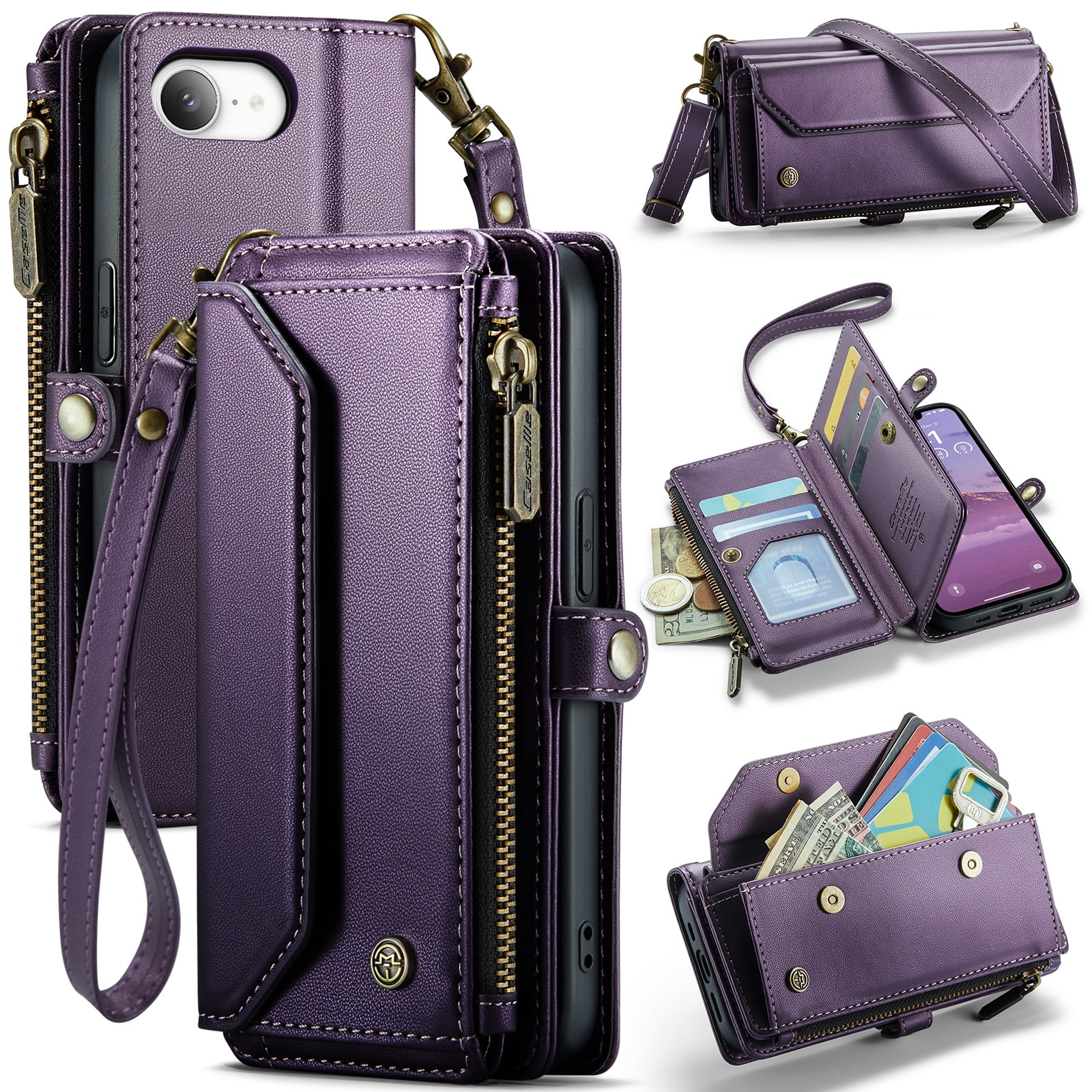 CaseMe Leather for iPhone 16e 6.1-inch Case Wallet【RFID Blocking】with 7 ...