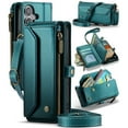 thumbnail image 1 of CaseMe Leather for iPhone 17 6.3-inch Case Wallet【RFID Blocking】with 7-Card Holder Zipper Bills Slot, Soft PU Leather Magnetic Shoulder Wrist Strap for iPhone 17 6.3-inch Wallet Case Women,Green, 1 of 11