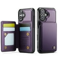 thumbnail image 1 of CaseMe Leather for iPhone 17 Case with Card Holder, Wallet Case for Women Men with RFID Blocking, Durable Leather Kickstand Magnetic Clasp Shockproof Phone Case for iPhone 17 6.3-inch,Purple, 1 of 9