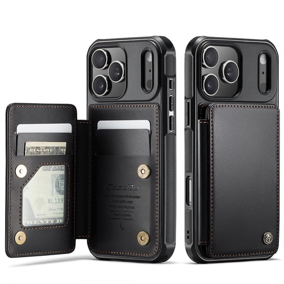 CaseMe Leather for iPhone 17 Pro Max Case with Card Holder, Wallet Case for Women Men with RFID Blocking, Durable Leather Kickstand Magnetic Clasp Shockproof Phone Case for iPhone 17 Pro Max 6.9-inch