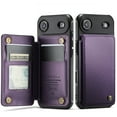 thumbnail image 1 of CaseMe Leather for iPhone Air Case with Card Holder, Wallet Case for Women Men with RFID Blocking, Durable Leather Kickstand Magnetic Clasp Shockproof Phone Case for iPhone Air 6.5-inch,Purple, 1 of 9