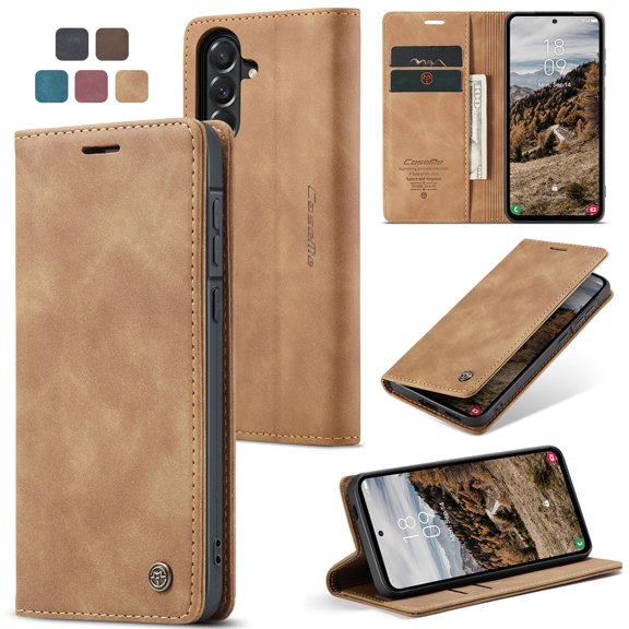 CaseMe PU Leather Wallet Phone Case for Samsung Galaxy A57 5G, Magnetic Flip Folio Cover with Card Slots Cash Pocket Kickstand Shockproof Protective Case