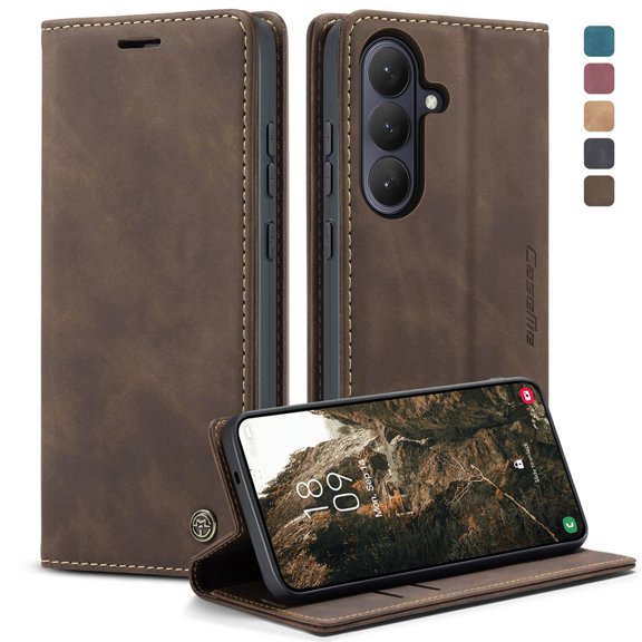 CaseMe PU Leather Wallet Phone Case for Samsung Galaxy S26 FE 5G, Magnetic Flip Folio Cover with Card Slots Cash Pocket Kickstand Shockproof Protective Case