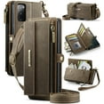 thumbnail image 1 of CaseMe Wallet Case For Samsung Galaxy S20 FE 5G, RFID Blocking PU Leather Case Women Men Kickstand flip Cover Wrist Strap Zipper Credit Card Holder Slot,Coffee,For Galaxy S20 FE(5G), 1 of 10