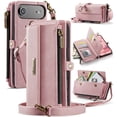 thumbnail image 1 of CaseMe Wallet Case For iPhone Air 6.5-inch, RFID Blocking PU Leather Case Women Men Kickstand flip Cover Wrist Strap Zipper Credit Card Holder Slot,Pink,For iPhone Air, 1 of 10